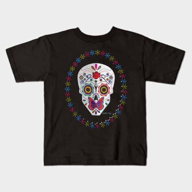 Sugar Skull Kids T-Shirt by amadeuxway